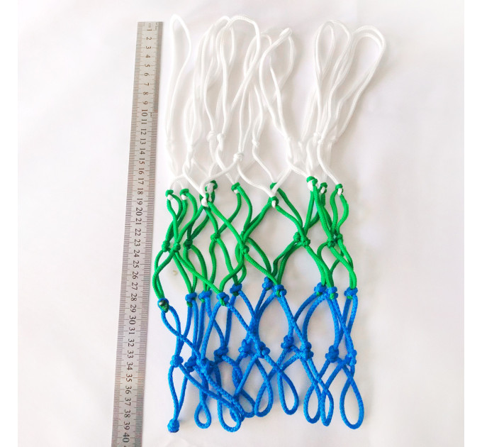 Сітка баскетбольна «China. Model 1» (скорочена) біло-зелено-синя