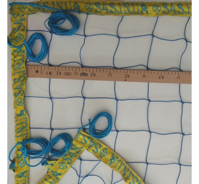 Сітка для пляжного волейболу з паракордом «БРЕНД ПЛЯЖНИЙ» синьо-жовта
