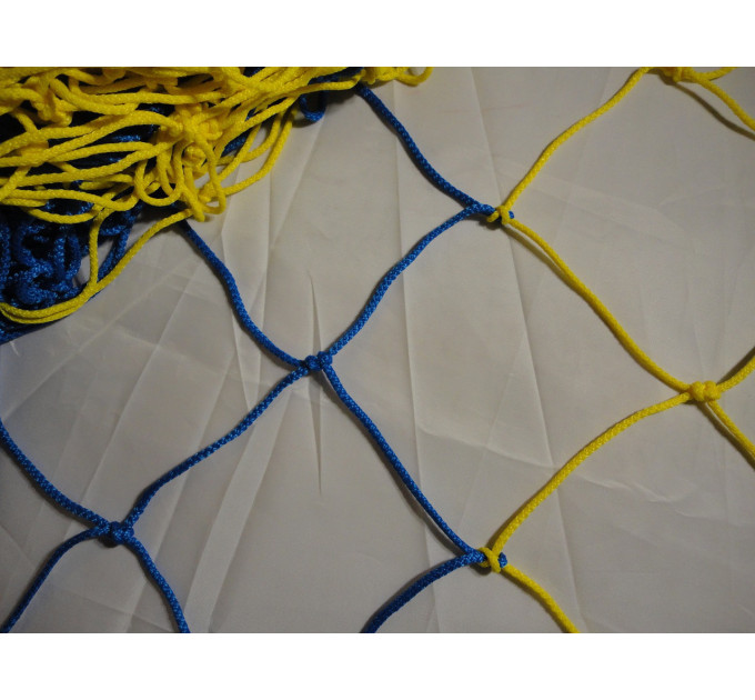 Сітка для футболу підвищеної міцності «СТАНДАРТ ПЛЮС 1.5» жовто-синя (комплект 2 шт)