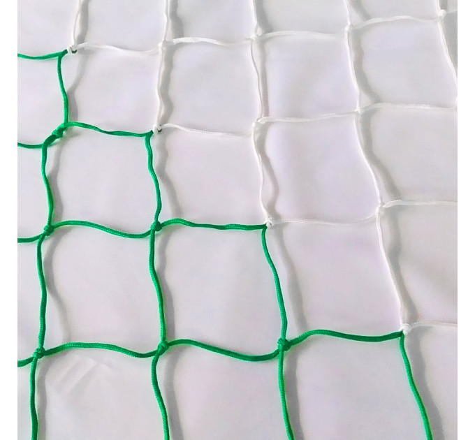 Сітка футбольна підвищеної міцності «СТАНДАРТ 1,5» біло-зелена (комплект з 2 шт.)