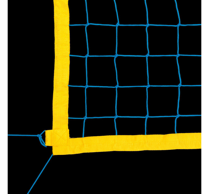 Сітка для пляжного волейболу «ПЛЯЖНИЙ ВОЛЕЙБОЛ СТАНДАРТ» сітка волейбольна пляжна з тросом синьо-жовта
