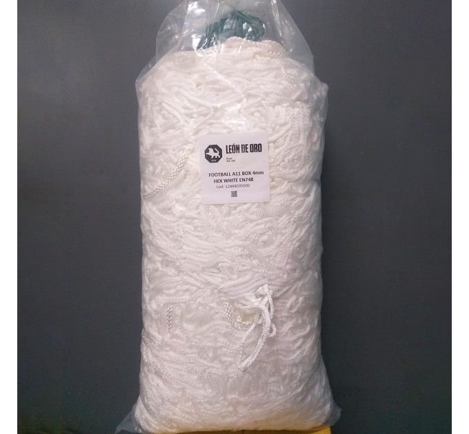 Сітка футбольна БЕЗВУЗЛОВА "МУНДІАЛЬ" ГЕКСАГОНАЛЬНИЙ осередок іспанська д.4мм. біла