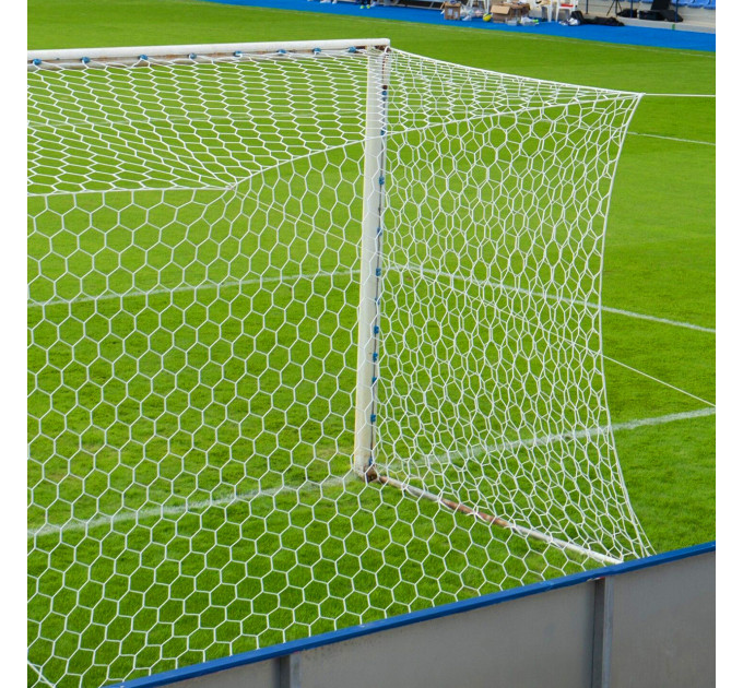 Сітка футбольна БЕЗВУЗЛОВА "МУНДІАЛЬ" ГЕКСАГОНАЛЬНИЙ осередок іспанська д.4мм. біла
