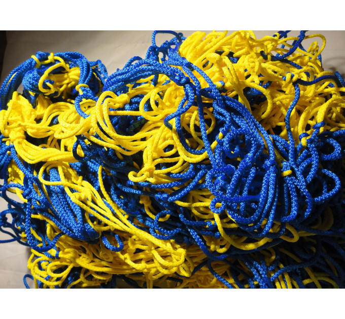 Сітка для футболу підвищеної міцності «СТАНДАРТ ПЛЮС» жовто-синя (комплект 2 шт)