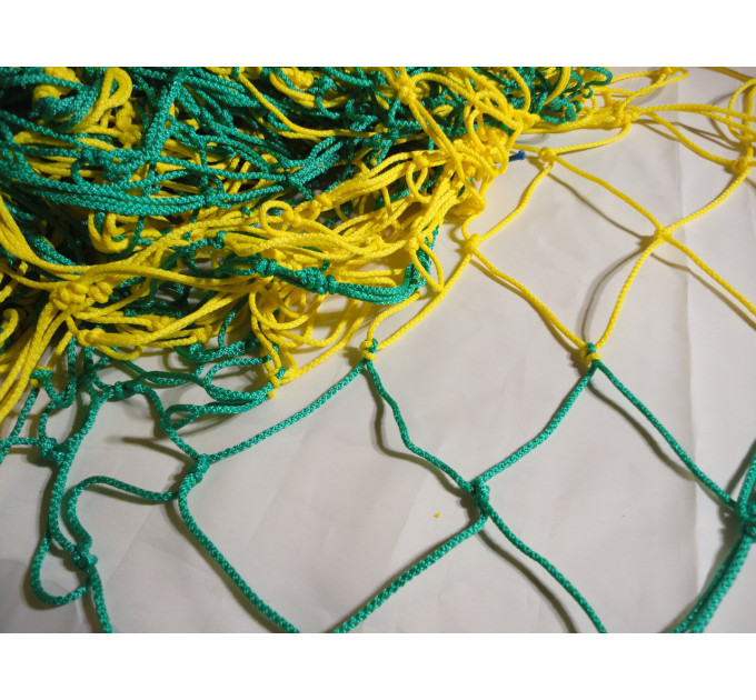 Сітка для футболу підвищеної міцності «СТАНДАРТ ПЛЮС» жовто-синя (комплект 2 шт)