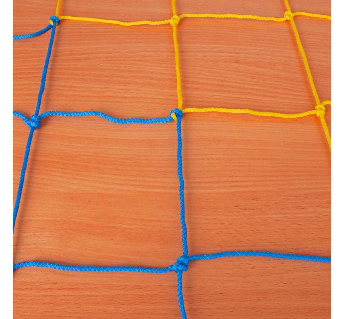 Сітка для футболу підвищеної міцності «СТАНДАРТ 1,5» жовто-синя (комплект з 2 шт.)