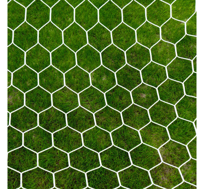 Сітка футбольна БЕЗВУЗЛОВА "МУНДІАЛЬ" ГЕКСАГОНАЛЬНИЙ осередок іспанська д.4мм. біла