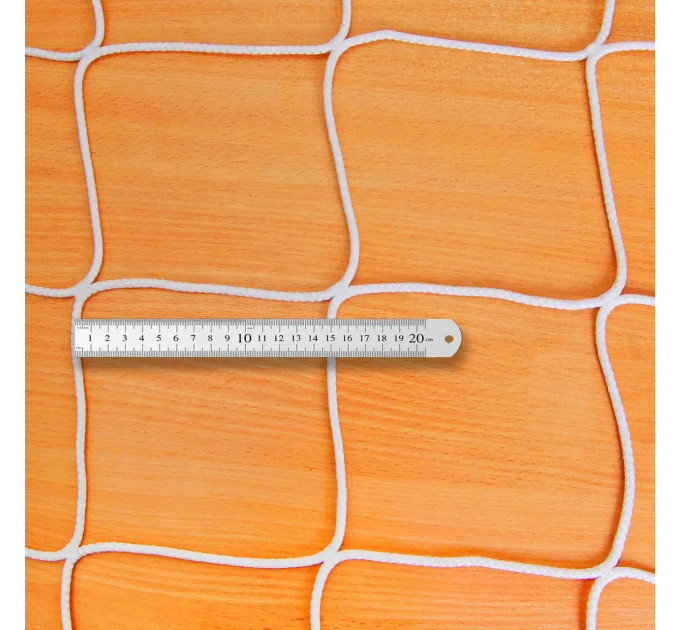 Сітка для футбольних воріт БЕЗВУЗЛОВА підвищеної міцності «ПРЕМІУМ-ДІАГОНАЛЬ» біла (комплект з 2 шт.)