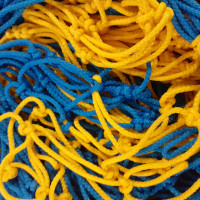 Сітка для футболу підвищеної міцності «ЕКСКЛЮЗИВ 1,5» жовто-синя (комплект 2 шт)