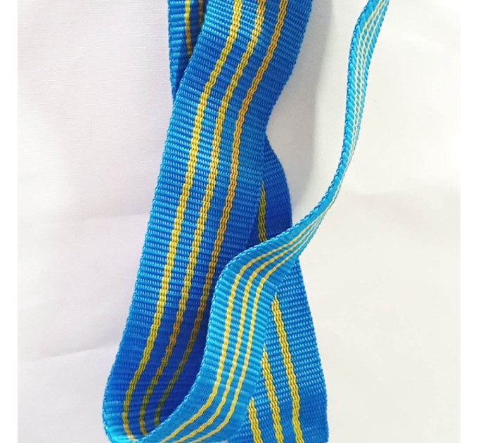 Стрічка поліпропіленова буксирувальна 50 мм, синьо-жовта