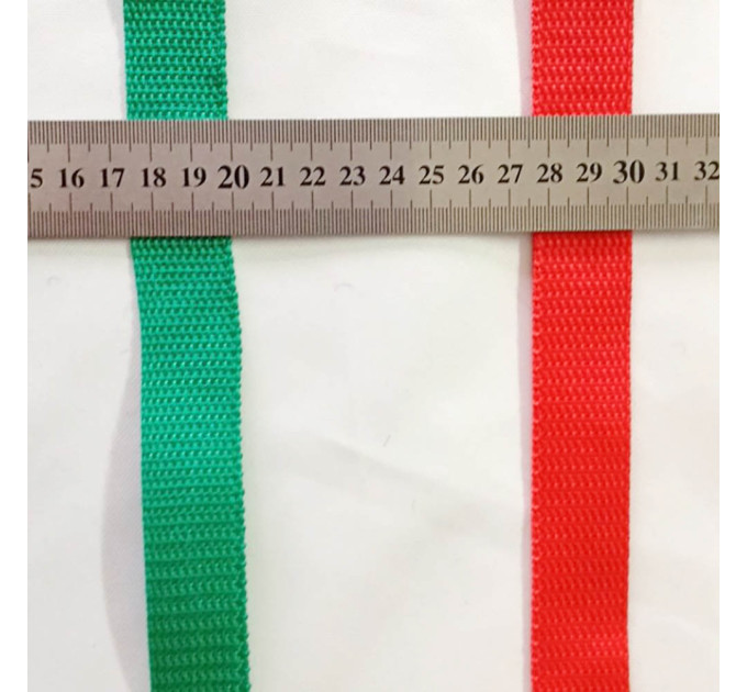 Стрічка поліпропіленова буксирувальна 25 мм, хакі/оливковий, червоний