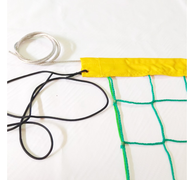 Сітка волейбольна без-вузлова «Євро» з тросом сітка для волейболу зелено-жовта