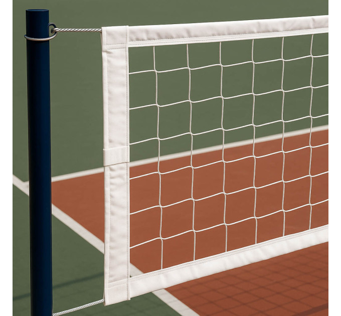 Сітка волейбольна безвузлова професійна «Євро Норма» з тросом, сітка для волейболу, біла