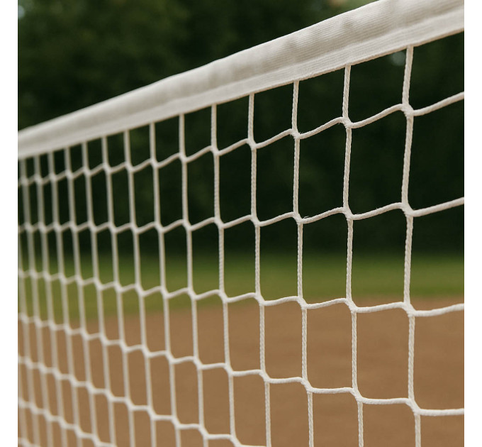 Сітка волейбольна безвузлова «ЄВРО НОРМА ЛАЙТ» сітка для волейболу з тросом, професійна, біла