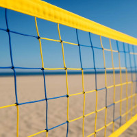 Сітка волейбольна пляжна без-вузлова «Євро Еліт», сітка для пляжного волейболу, жовто-синя