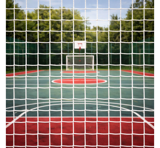 Сітка огороджувальна без-вузлова Іспанія Д.3мм. Осередок 4,5см. для спортзалів, тенісних кортів, біла Спільно Іспанія Україна